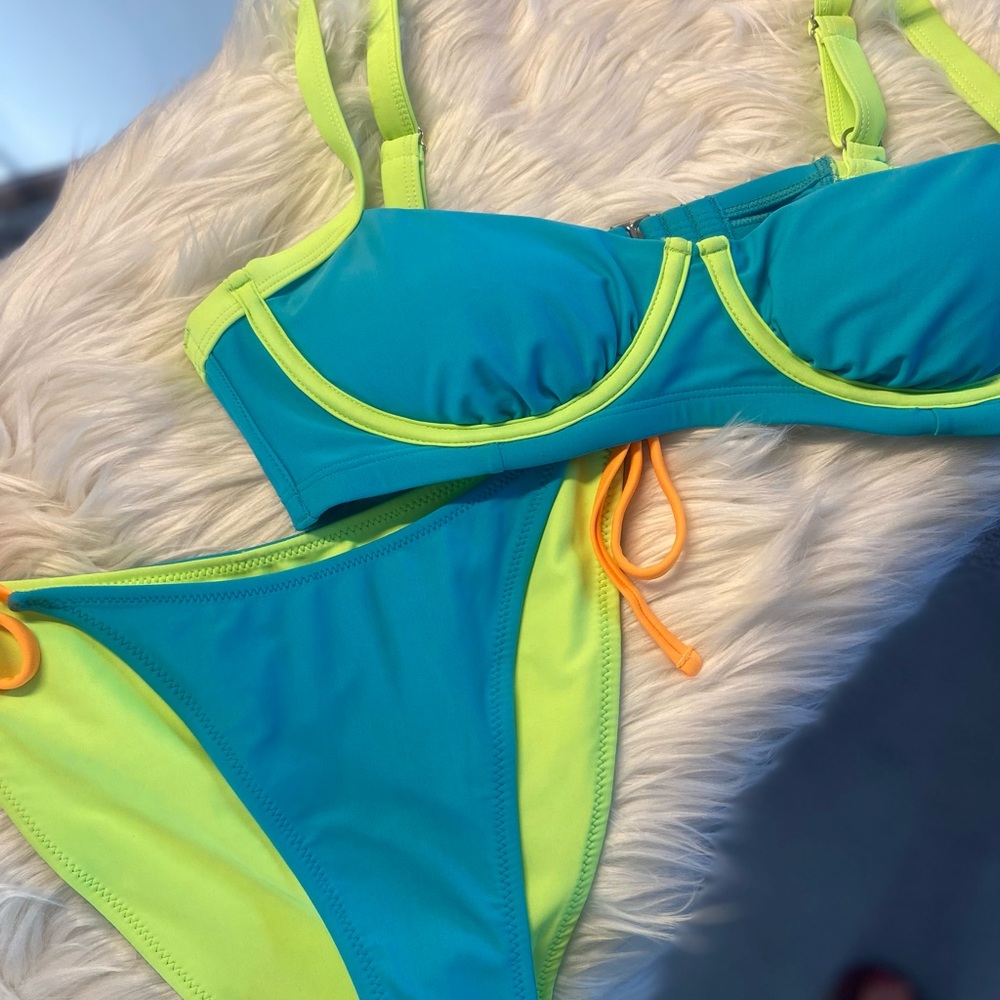 Wild Fable Vibrant Blue and Neon Yellow Bikini